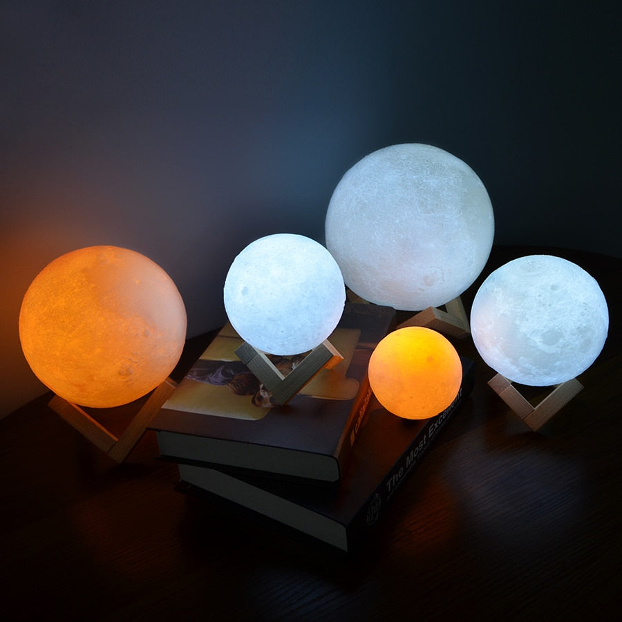 3D Printed Moon LED Night Light (Rechargeable)